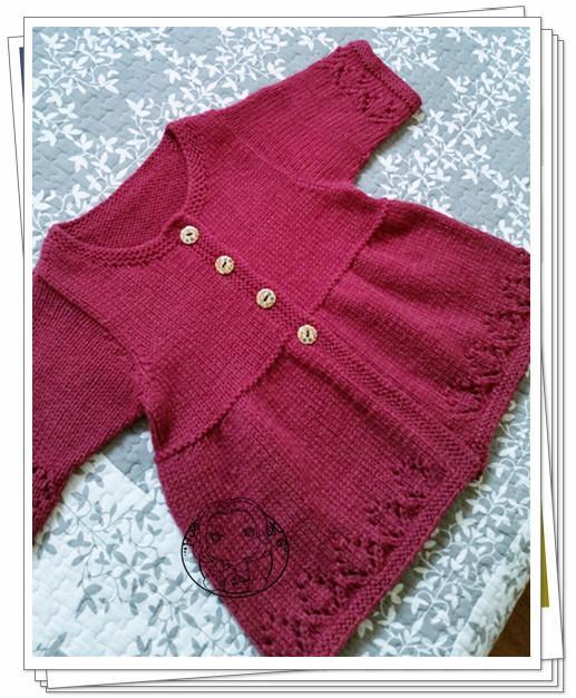 寬松時尚的女寶寶開襟毛衣編織,附詳細教程圖解